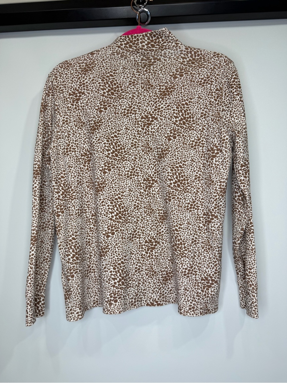 Lands’ End Brown & Cream Leopard Print Mock Neck Top - Picture 8 of 9